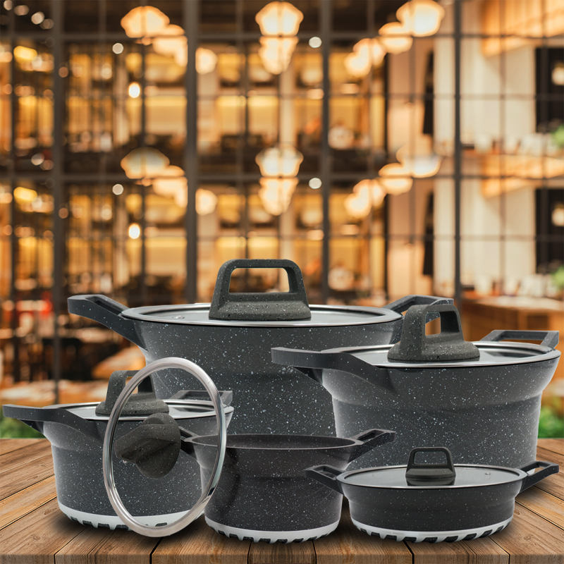 【 Promotion】TC 10PCS Cookware  Set Cooking Pots Non Stick Sufuria (5pcs Pot Covers + 5pcs Pots)