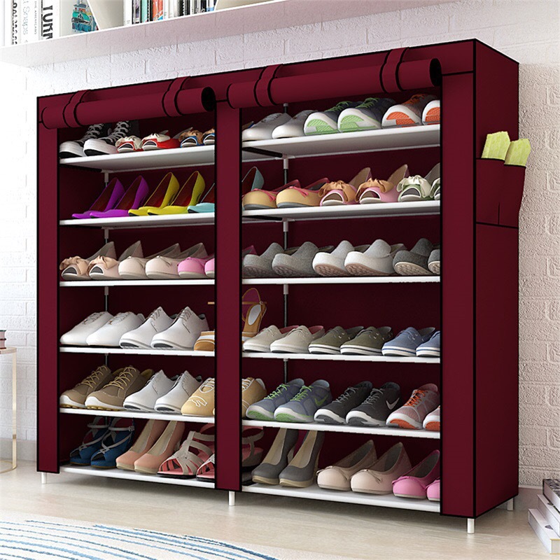 118*30*120cm  2 Columns 6- layers  Non-woven Cloth Shoe Rack Portable Shoe Rack