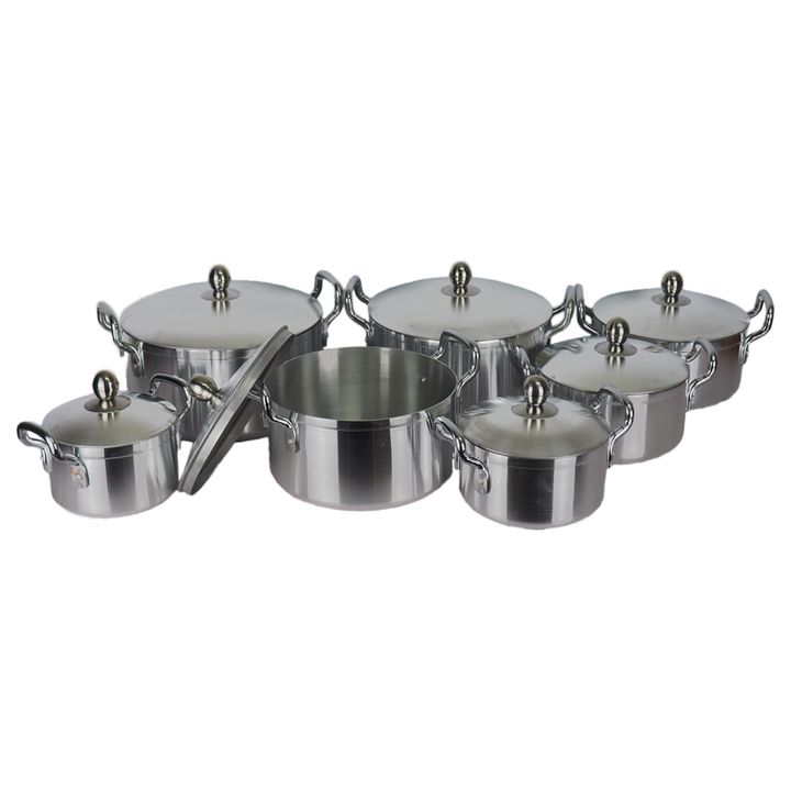 【Promotion 】TC 17PCS Aluminium  Cookware Set Sufuria 7pcs pots+7pcs lids Cooking Pots(16cm/18cm/20cm/22cm/24cm/ 26cm/28cm)