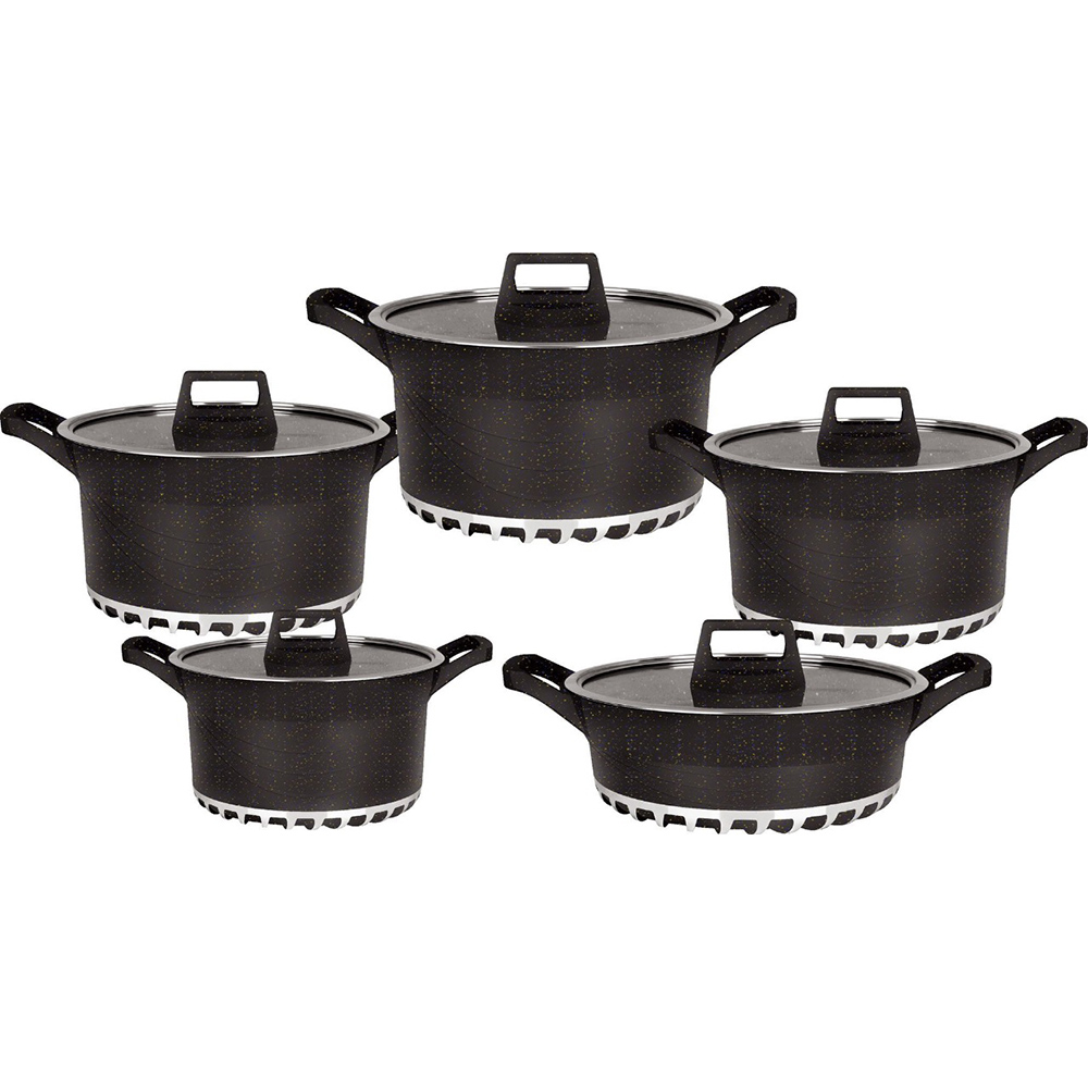 【 Promotion】TC 10PCS Cookware  Set Cooking Pots Non Stick Sufuria (5pcs Pot Covers + 5pcs Pots)