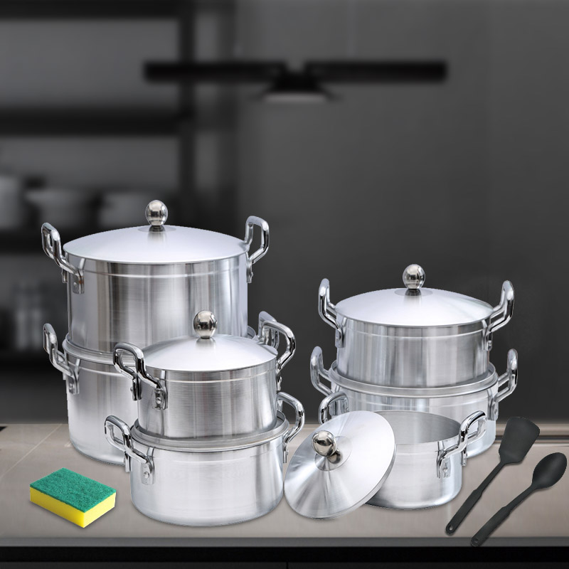 【Promotion 】TC 17PCS Aluminium  Cookware Set Sufuria 7pcs pots+7pcs lids Cooking Pots(16cm/18cm/20cm/22cm/24cm/ 26cm/28cm)