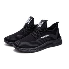 Men Casual Shoes Gym Shoes Comfortable Breathable Walking Sneakers Lightweight Black 43