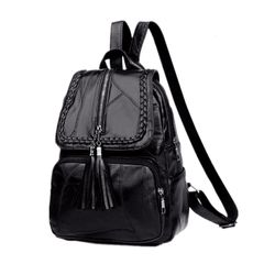 Women Backpack Bag Shoulder Bags PU Leather Travel Bag-Black Black normal