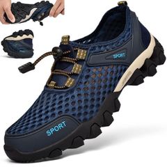 Mens Sneakers Shoes Outdoor Hiking Shoes Non-slip Sports Shoes Breathable Mesh Shoes Casual Shoes 40 Dark Blue