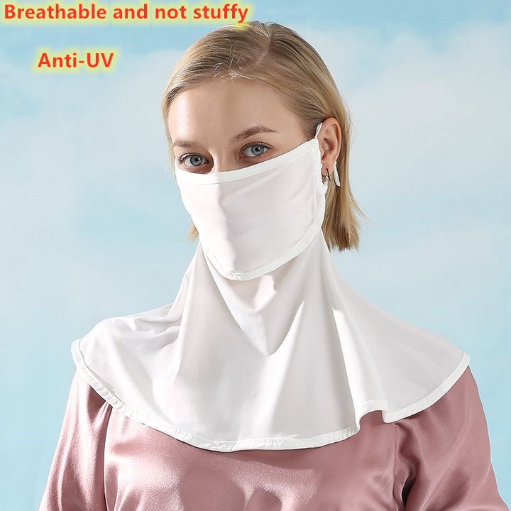 Sunscreen Mask Women&apos;s Outdoor Mountaineering Cycling Ice Silk Ventilation and Neck Protection Mask