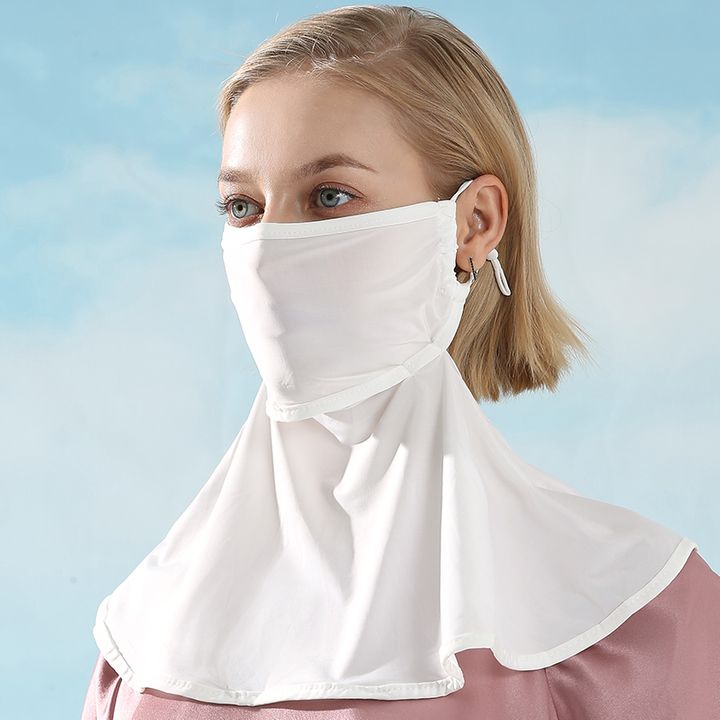 Sunscreen Mask Women&apos;s Outdoor Mountaineering Cycling Ice Silk Ventilation and Neck Protection Mask