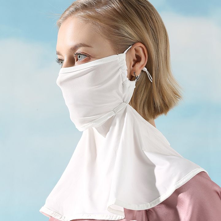 Sunscreen Mask Women&apos;s Outdoor Mountaineering Cycling Ice Silk Ventilation and Neck Protection Mask