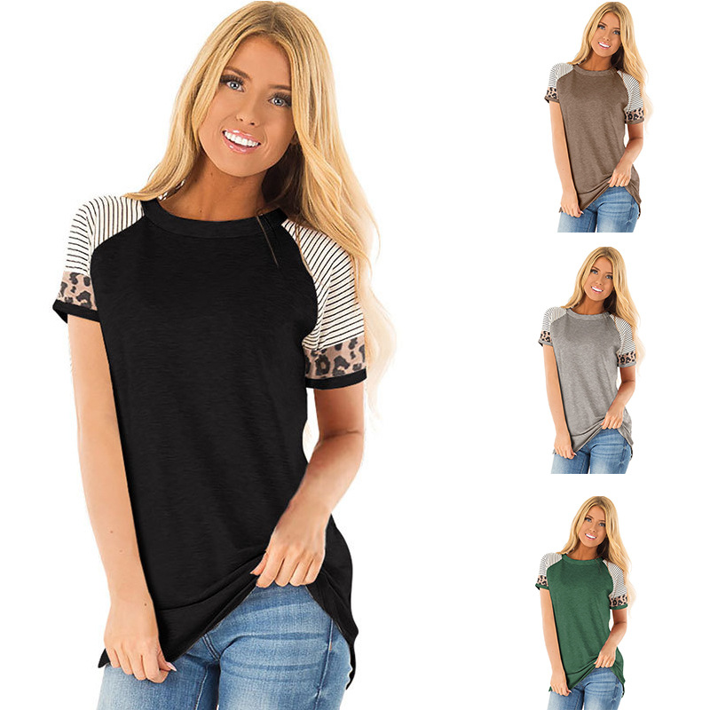 karen's shop Women's T-shirt round neck short sleeve multi-color top summer fashion hot
