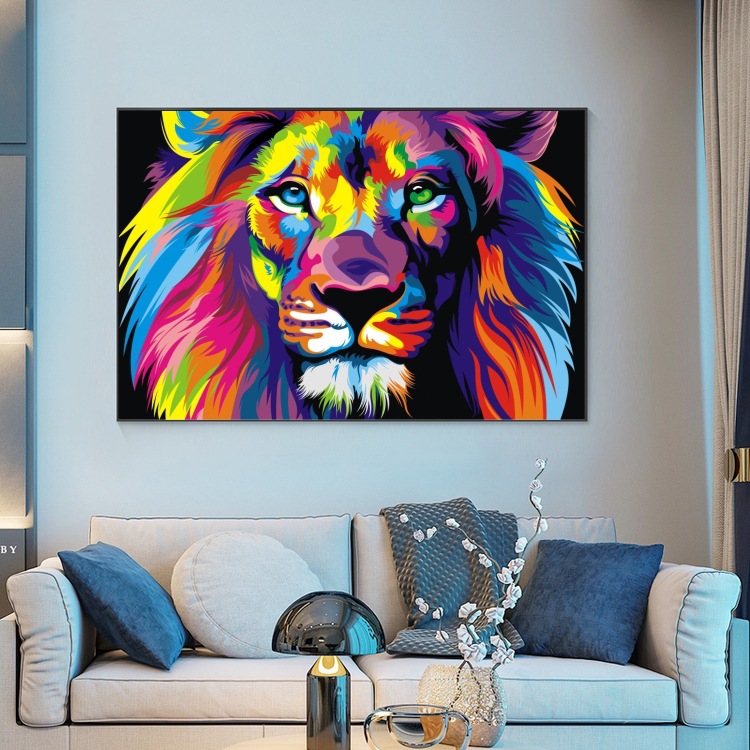 karen&apos;s shop Color lion oil painting wall sticker decorative painting
