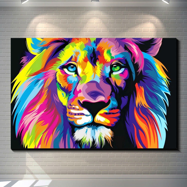 karen&apos;s shop Color lion oil painting wall sticker decorative painting