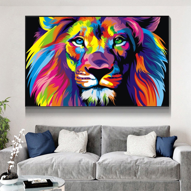 karen&apos;s shop Color lion oil painting wall sticker decorative painting