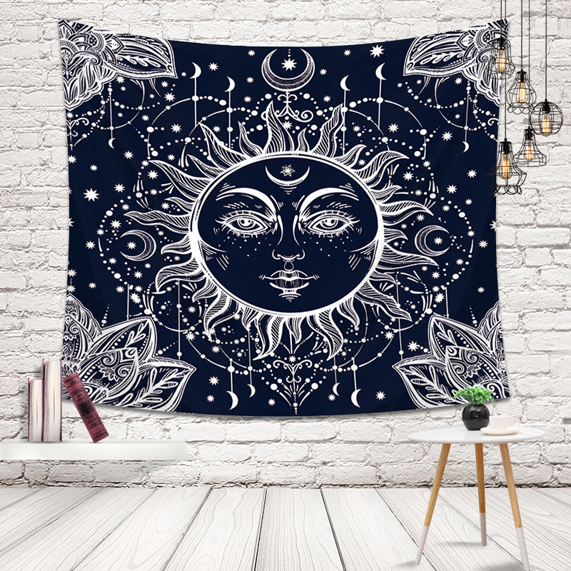 Sun moon face tapestry hanging painting tablecloth beach towel home decoration