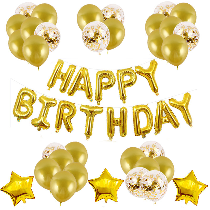 Happy birthday set birthday party decoration atmosphere balloons 12 inch sequin balloons