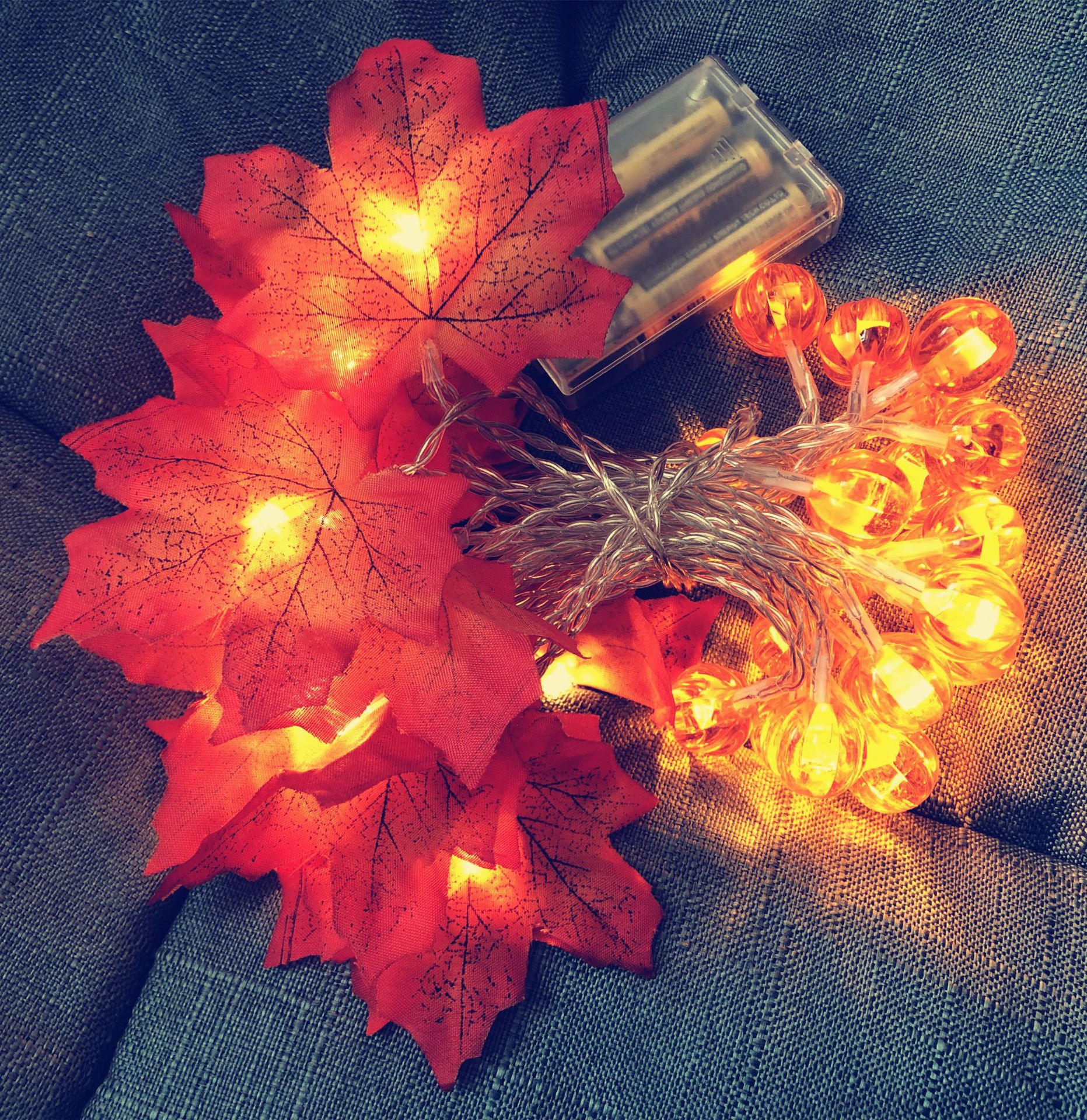 led pumpkin maple leaf light string thanksgiving christmas garden party room ins decoration lamp