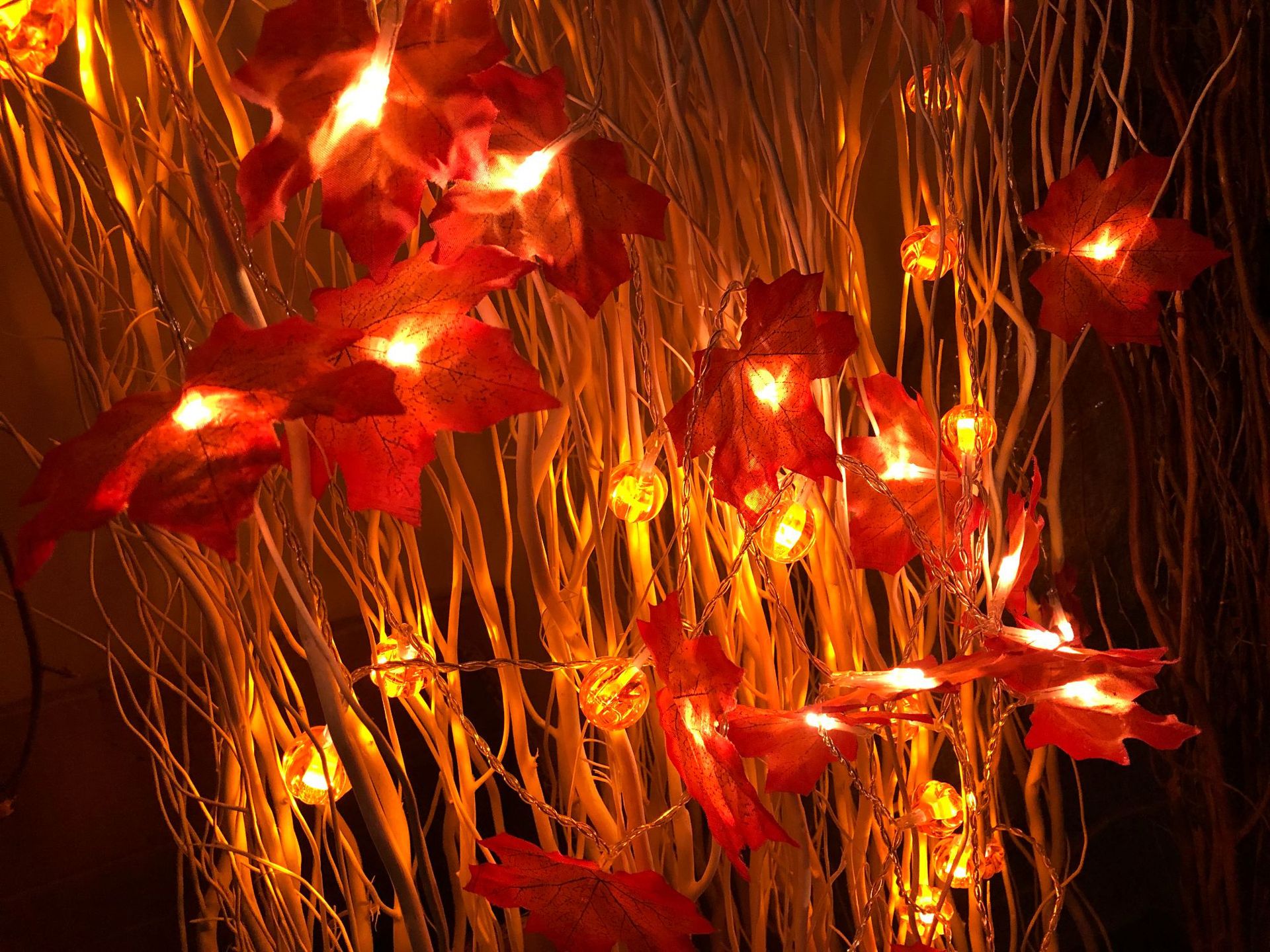 led pumpkin maple leaf light string thanksgiving christmas garden party room ins decoration lamp