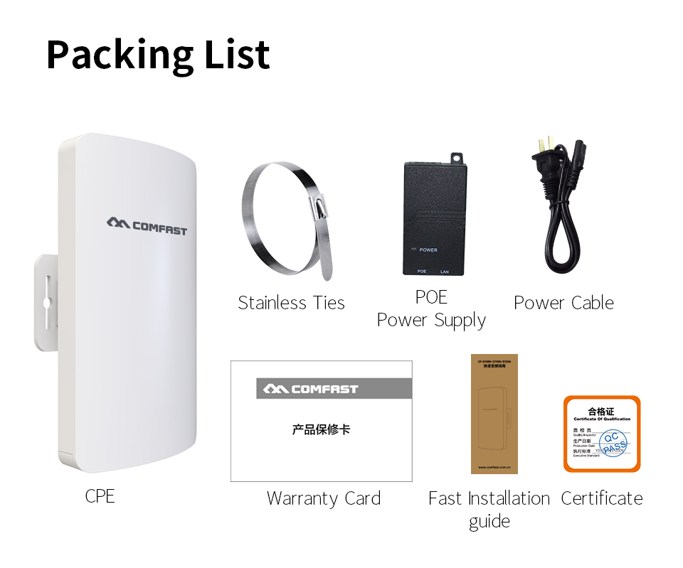 Comfast Mini 5.8GHz Outdoor Wireless CPE Bridge 1-2Km Long Range Network Wifi Router IP  CF-E120A