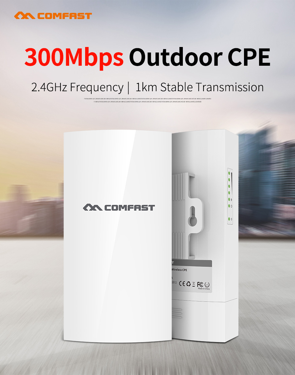 1KM WIFI Range Wireless Outdoor CPE Router WIFI Extender 2.4G 300Mbps WiFi Bridge CF-E130N