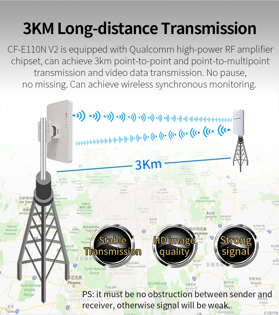 Comfast 300Mbps 2.4G Wireless Outdoor Wifi Long range cpe 11dbi  Wi fi Repeater RouterCF-E110N