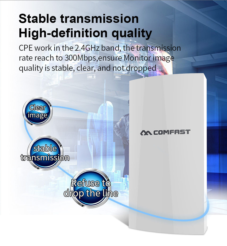 1KM WIFI Range Wireless Outdoor CPE Router WIFI Extender 2.4G 300Mbps WiFi Bridge CF-E130N