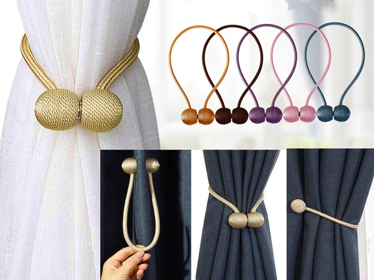 2Pcs Magnetic Curtain Tieback Buckle Clip Curtain Tieback Polyester Decorative