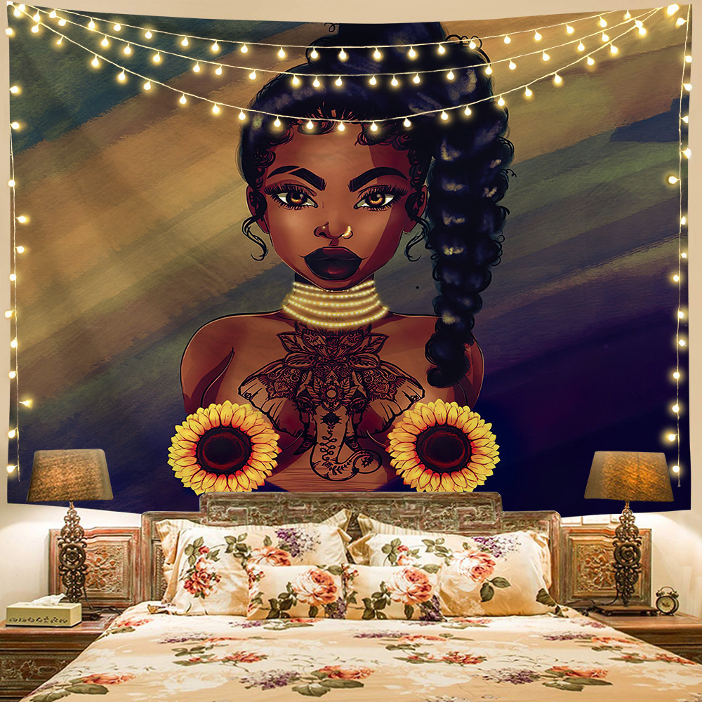 African woman background cloth background wall tapestries home decor murals tapestries beach towels