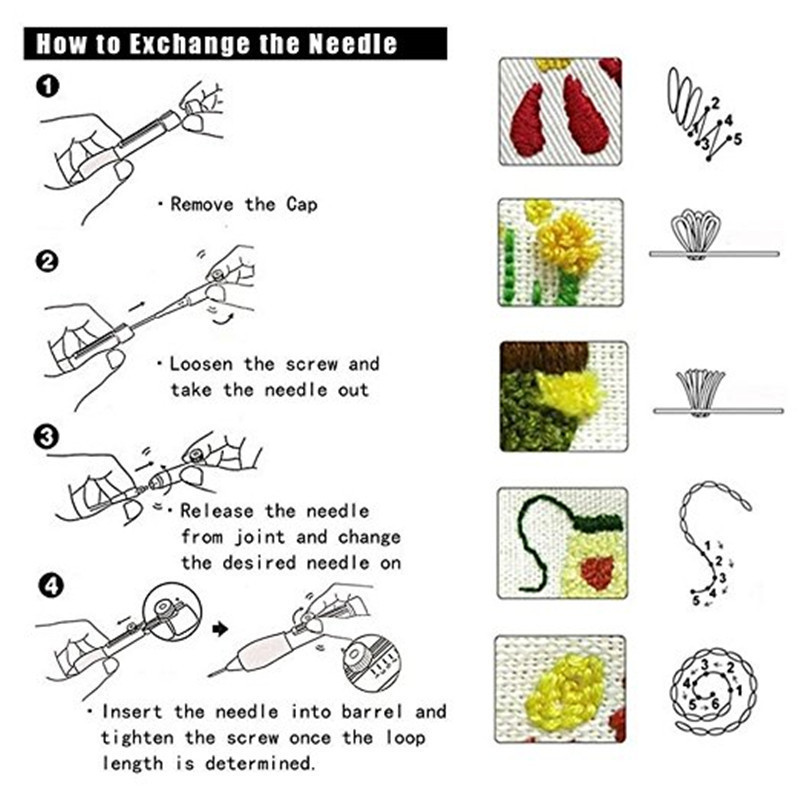 Magic Embroidery Needle Set 3 Needles 2 Threaders Sewing Craft Tools DIY Craft Knitting Sewing Tool