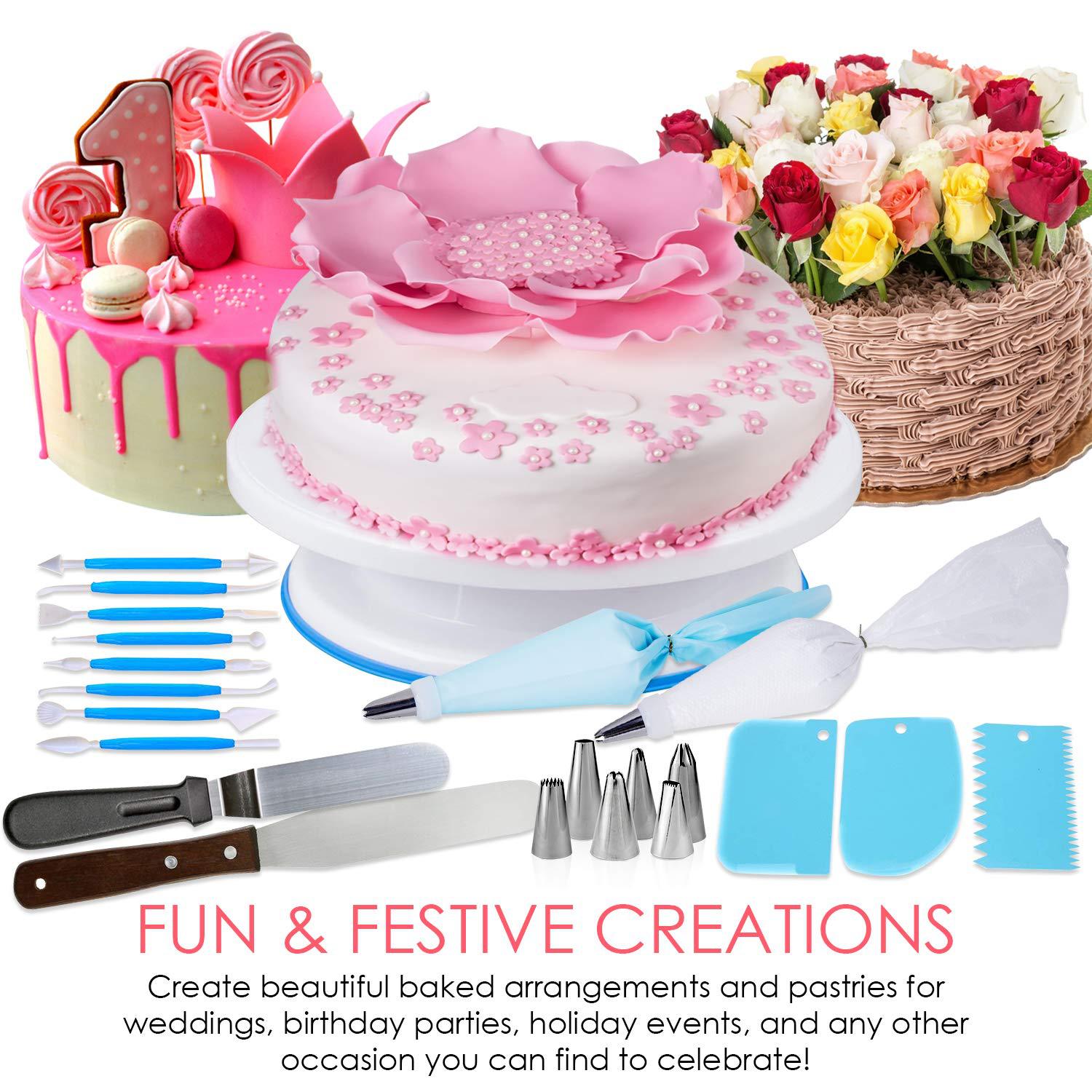 207 PCS cake turntabledecorating nozzle decorating bagcream scraper spatula kitchen baking tools