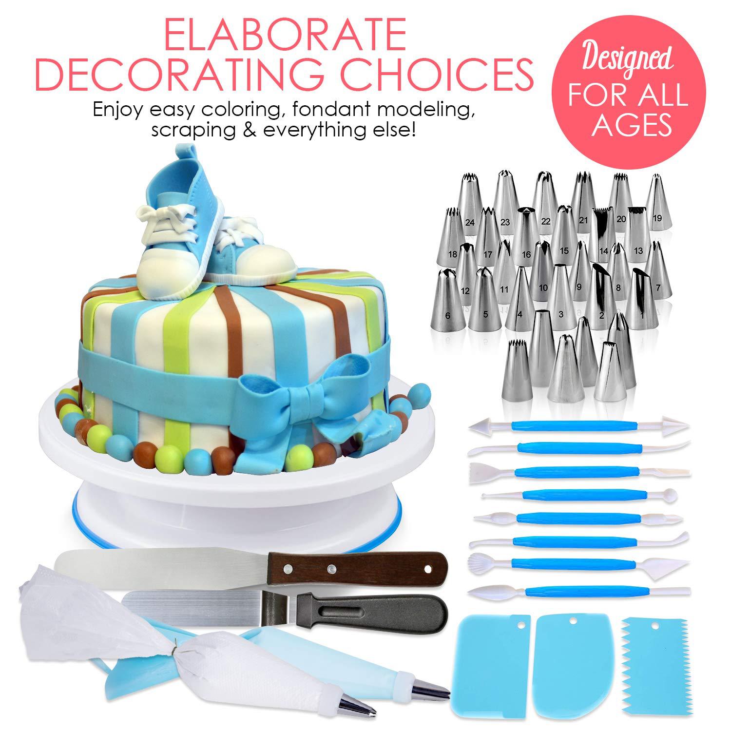 207 PCS cake turntabledecorating nozzle decorating bagcream scraper spatula kitchen baking tools