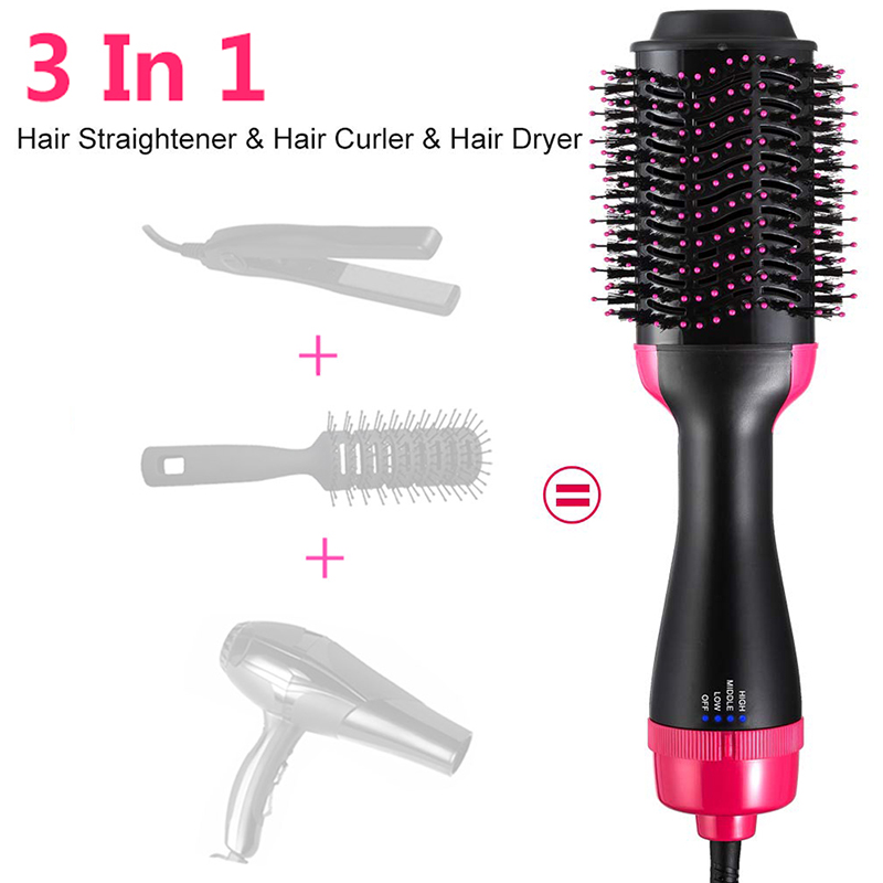 One Step Hair Dryer &amp; Volumizer Salon Hot Air Paddle Styling Hair Straightener Curler