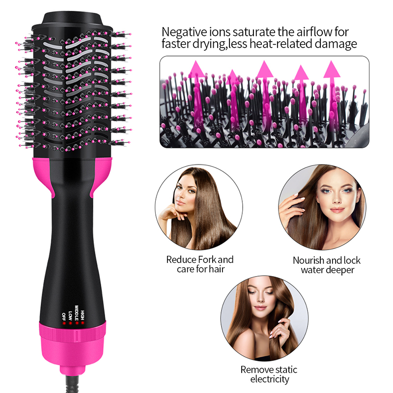 One Step Hair Dryer &amp; Volumizer Salon Hot Air Paddle Styling Hair Straightener Curler