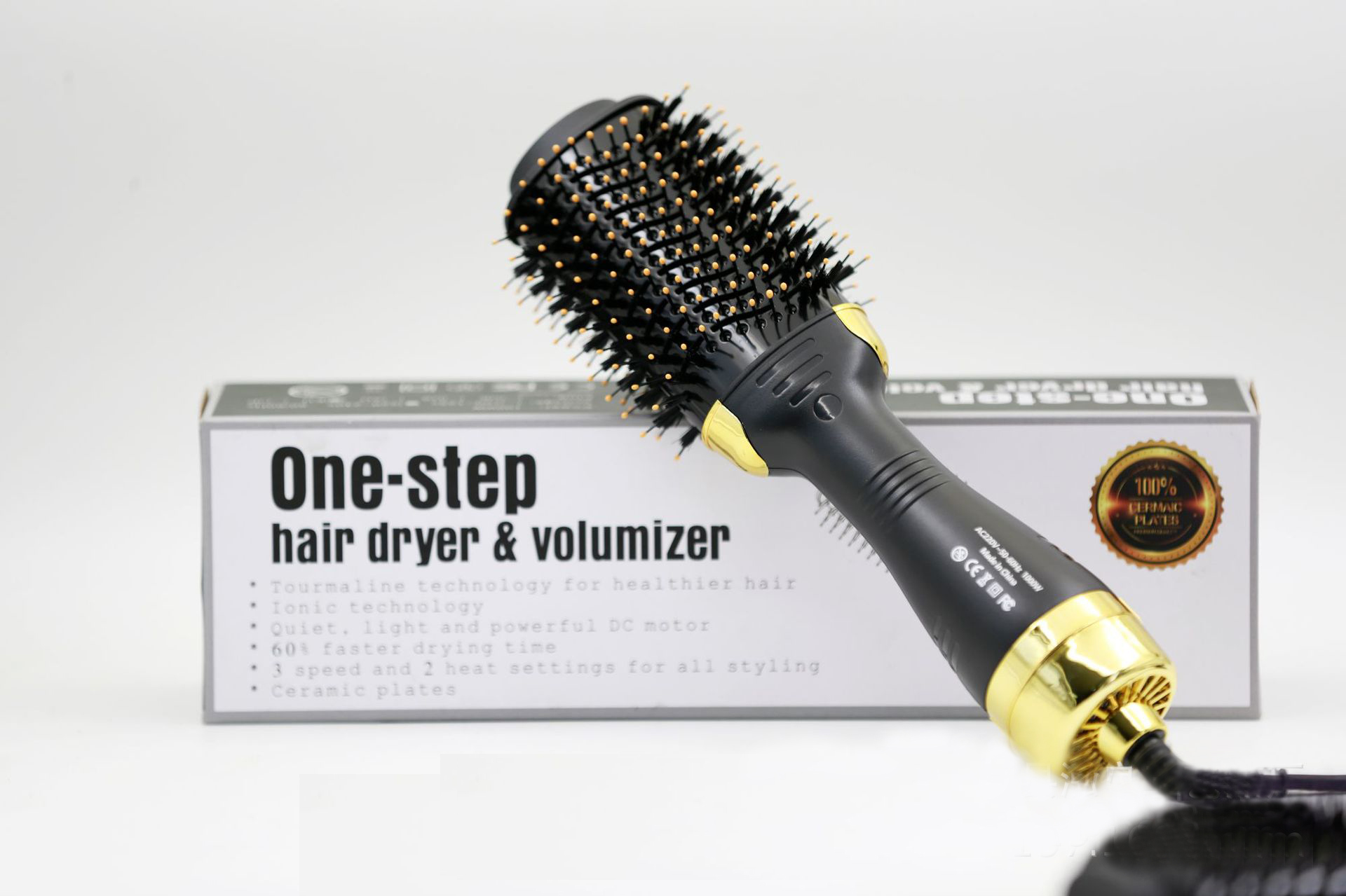 One Step Hair Dryer &amp; Volumizer Salon Hot Air Paddle Styling Hair Straightener Curler