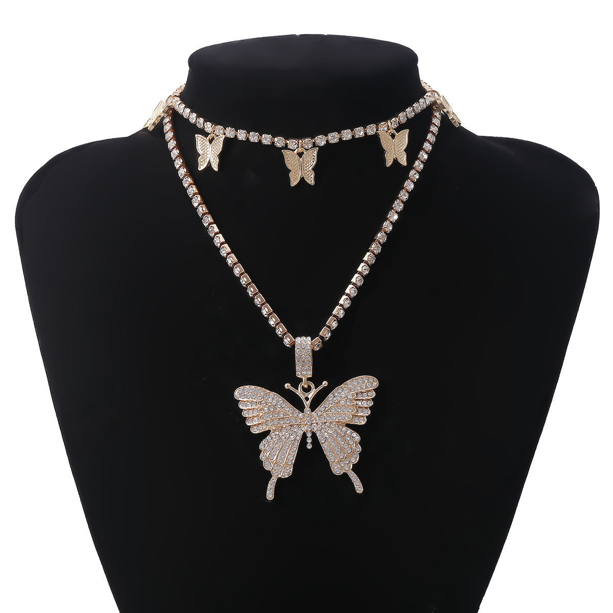 【 Valentine gifts】 Women's Necklace Creative Mix and Match Butterfly Diamond Set Necklace