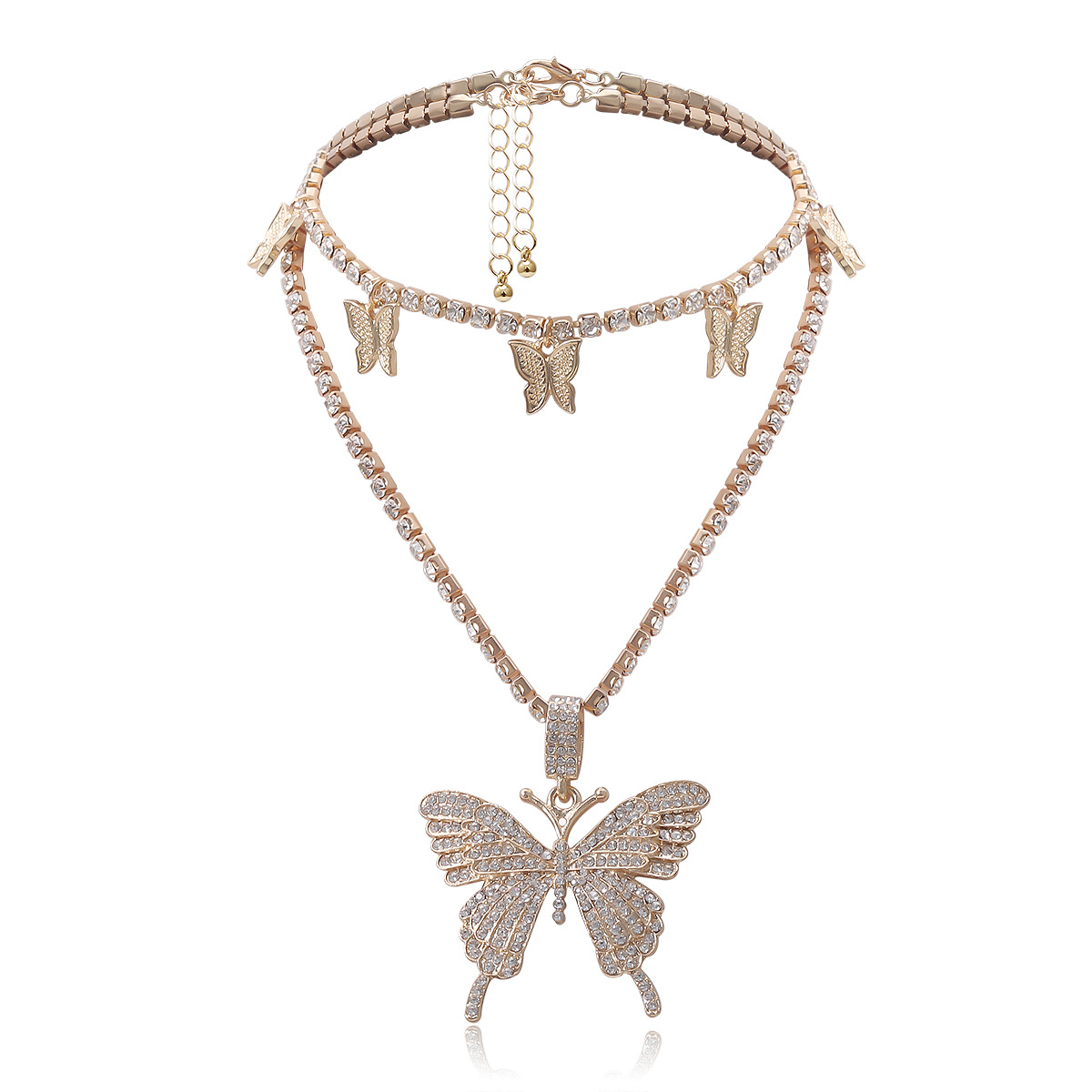 【 Valentine gifts】 Women's Necklace Creative Mix and Match Butterfly Diamond Set Necklace