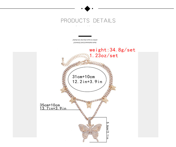 【 Valentine gifts】 Women's Necklace Creative Mix and Match Butterfly Diamond Set Necklace