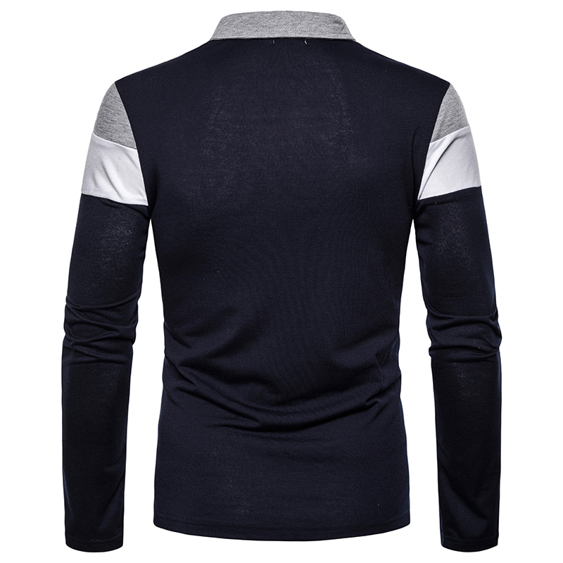Men&apos;s long-sleeved T-shirt men&apos;s casual fake color matching fit men&apos;s POLO bottoming T-shirt