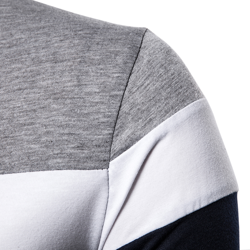 Men&apos;s long-sleeved T-shirt men&apos;s casual fake color matching fit men&apos;s POLO bottoming T-shirt