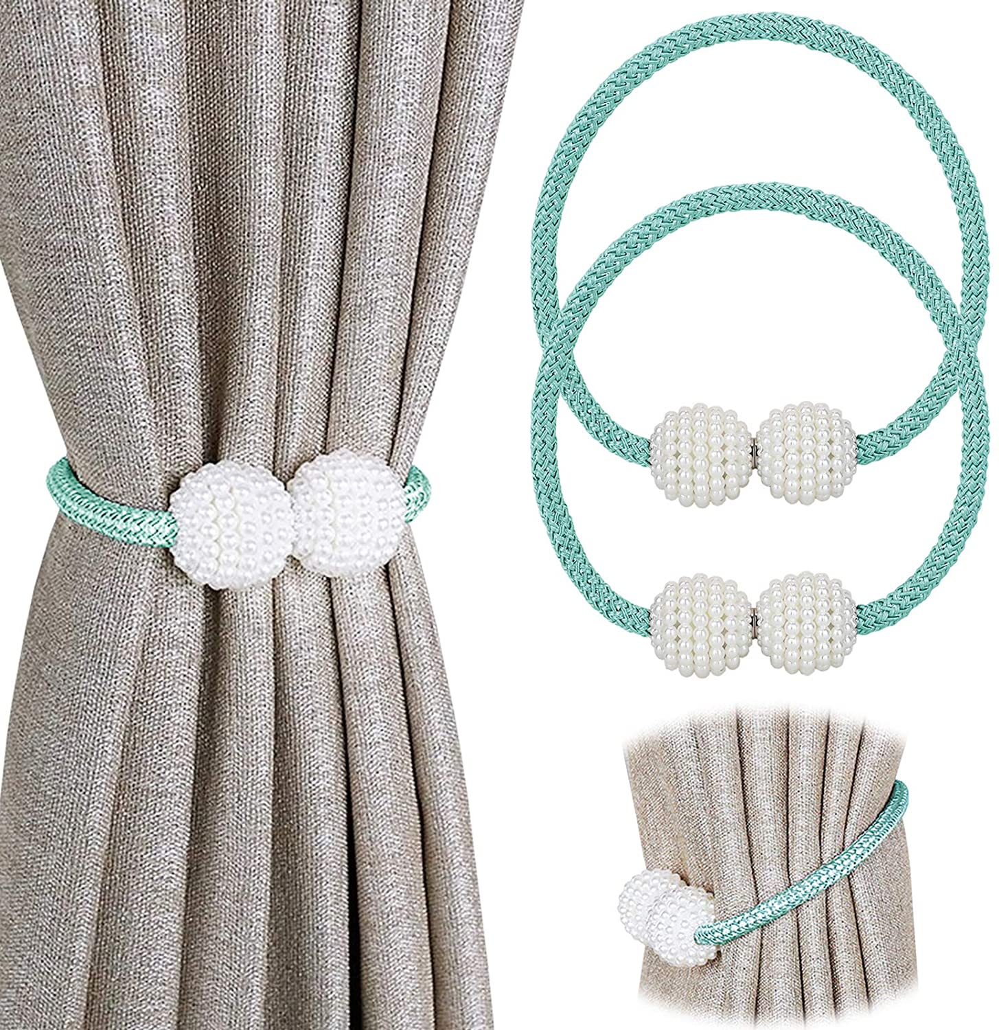 【New】(2 Pack)Curtain Tiebacks Clips  - Window Tie Backs Holders for Home Office Decorative Rope