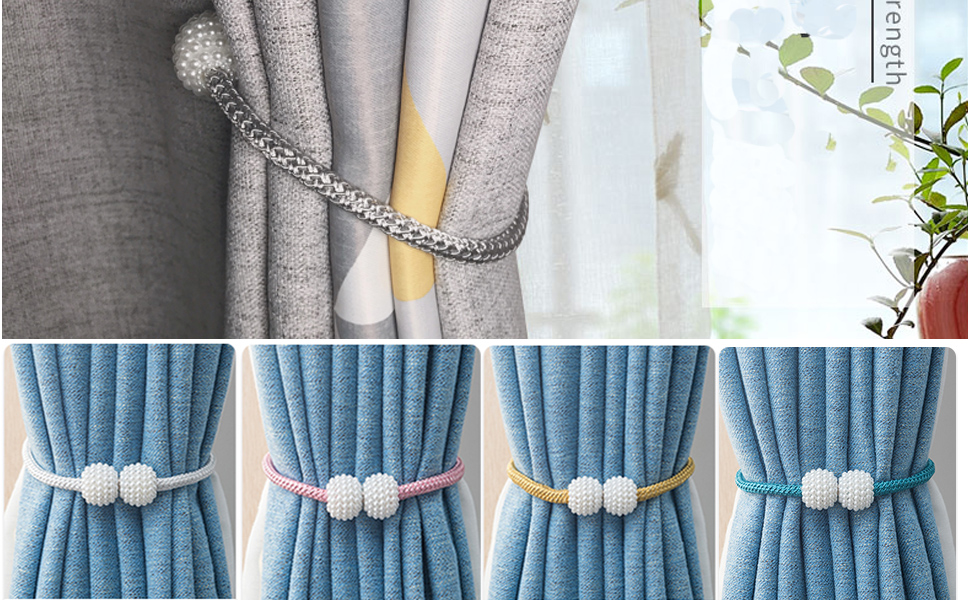 【New】(2 Pack)Curtain Tiebacks Clips  - Window Tie Backs Holders for Home Office Decorative Rope