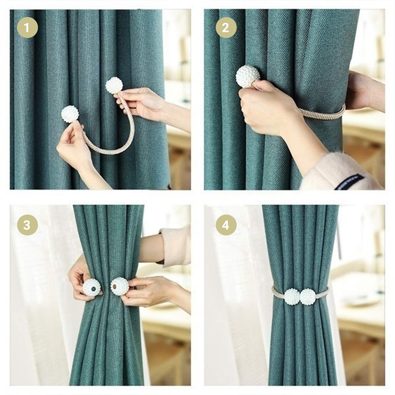 【New】(2 Pack)Curtain Tiebacks Clips  - Window Tie Backs Holders for Home Office Decorative Rope