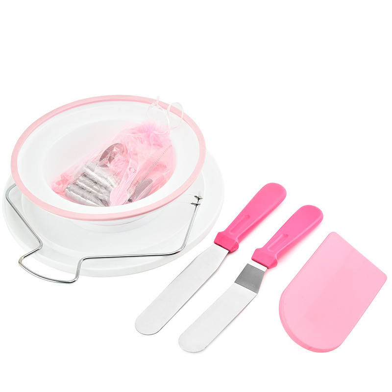 73piece pink cake turntable set, decorating nozzle, turntable, scraper baking kitchen tools