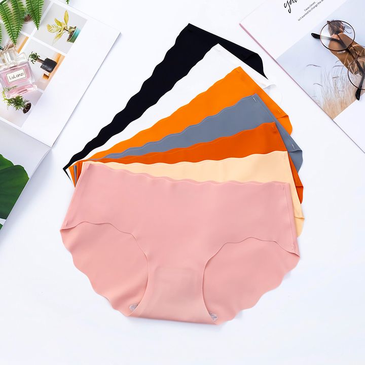 Exclusive discounts for 【New】Women's Seamless Panties Slip Silk Satin  Underwear Woman Ruffle Female Underpants Lady Briefs