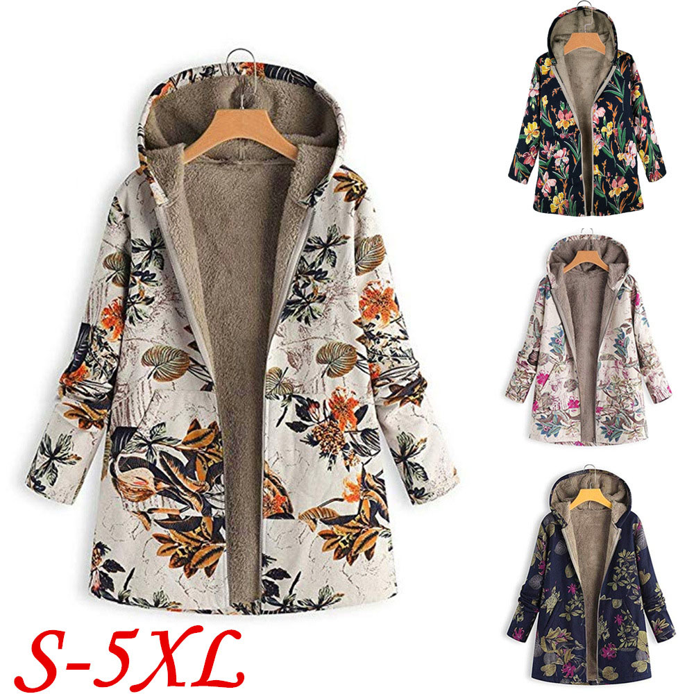 Cotton Linen Sweater Plush Cotton Jacket Hot Sale Printed Hooded Top Women