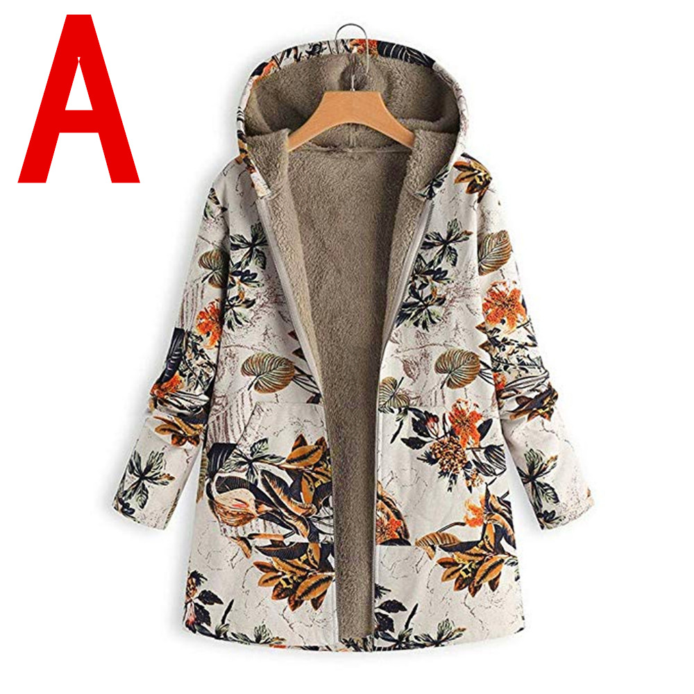 Cotton Linen Sweater Plush Cotton Jacket Hot Sale Printed Hooded Top Women