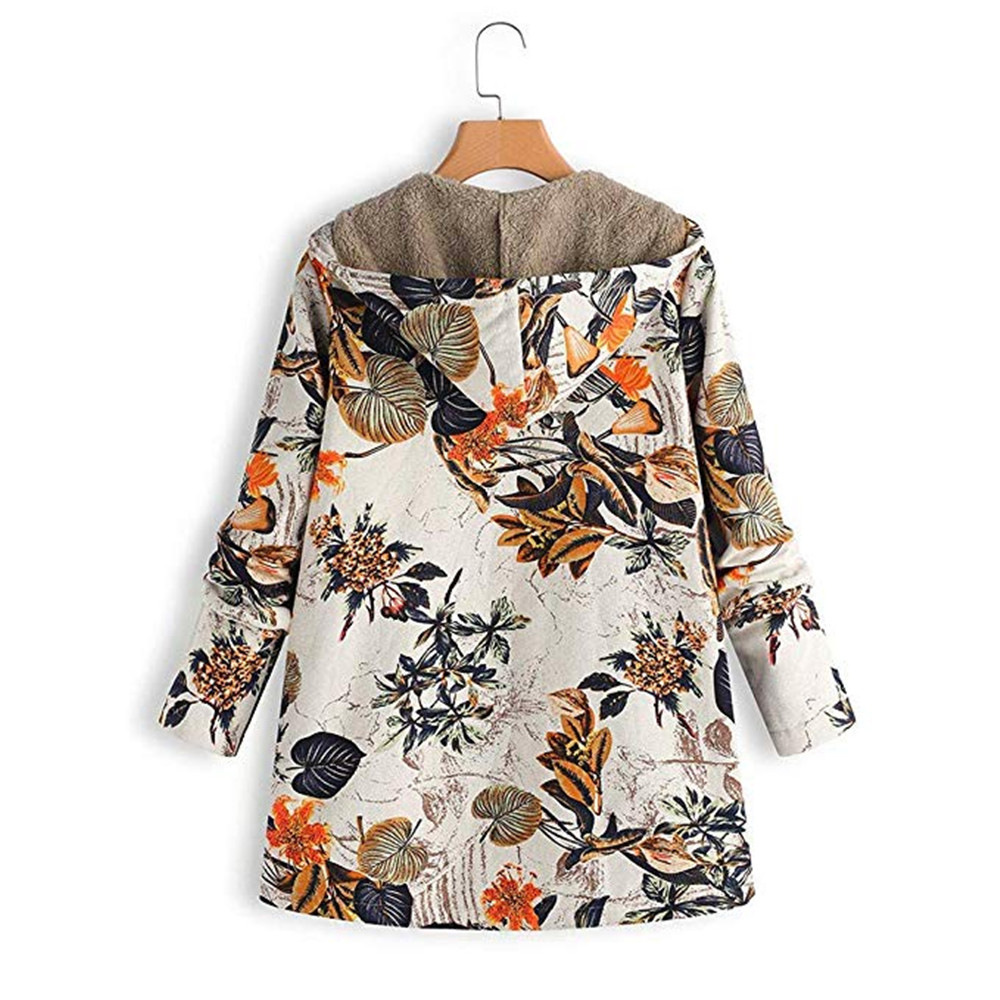 Cotton Linen Sweater Plush Cotton Jacket Hot Sale Printed Hooded Top Women