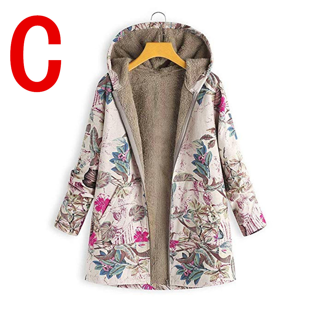 Cotton Linen Sweater Plush Cotton Jacket Hot Sale Printed Hooded Top Women