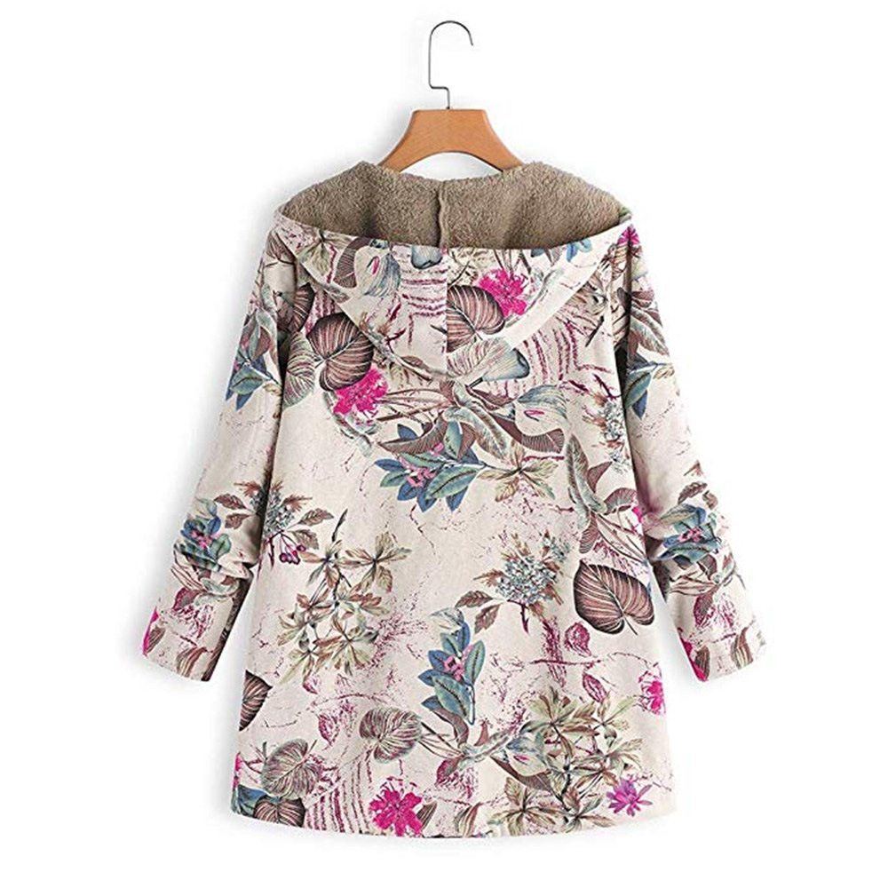 Cotton Linen Sweater Plush Cotton Jacket Hot Sale Printed Hooded Top Women