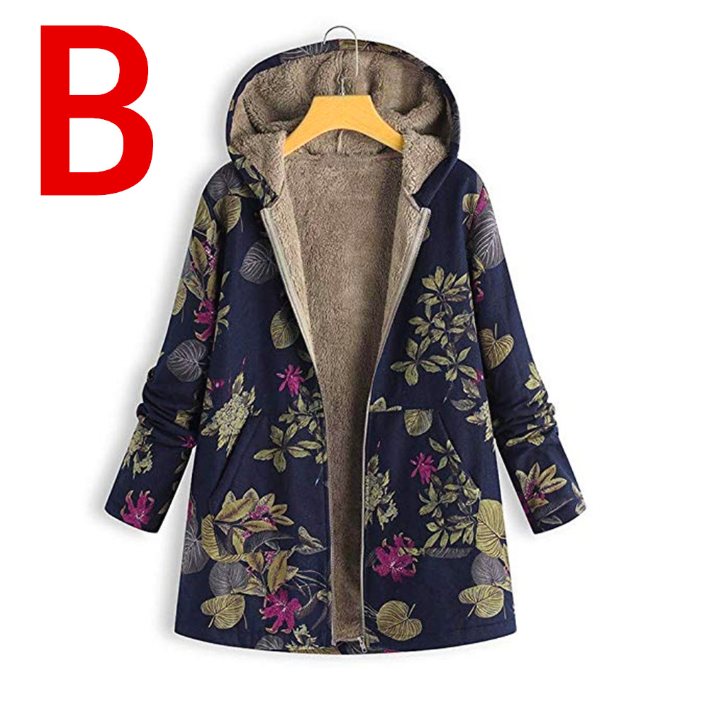 Cotton Linen Sweater Plush Cotton Jacket Hot Sale Printed Hooded Top Women
