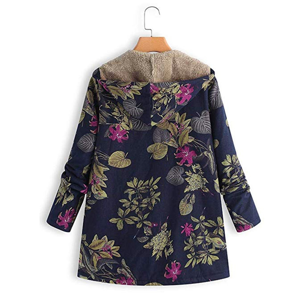 Cotton Linen Sweater Plush Cotton Jacket Hot Sale Printed Hooded Top Women