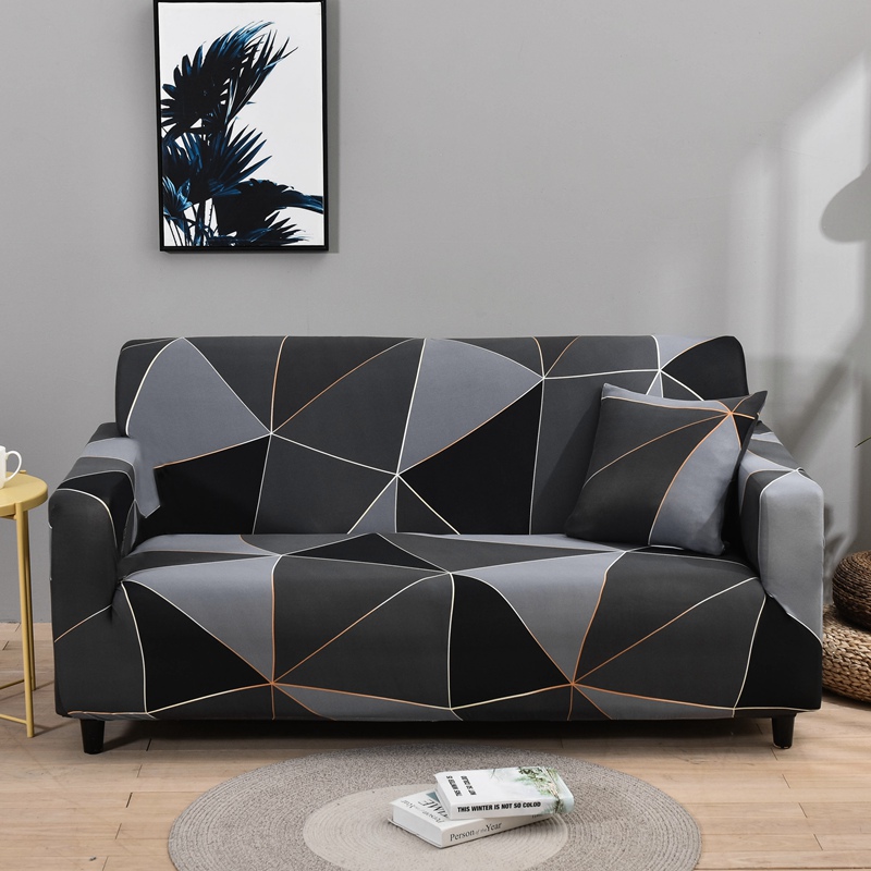 Square lattice printed L shape sofa covers for living room sofa protector  1-seat