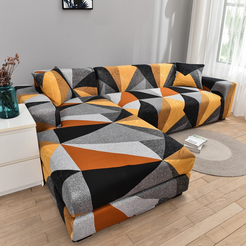 Square lattice printed L shape sofa covers for living room sofa protector  1-seat